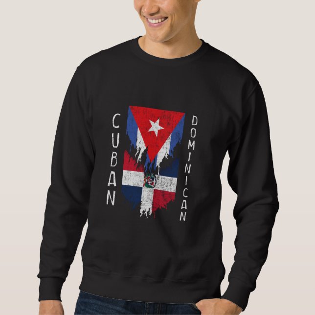 Moletom Bandeiras dominicanas cubanas chicoteadas Torn Cub (Frente)