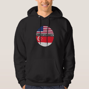 Moletom Bandeiras Vintage dos EUA e Singapura Sim, Eu Sou