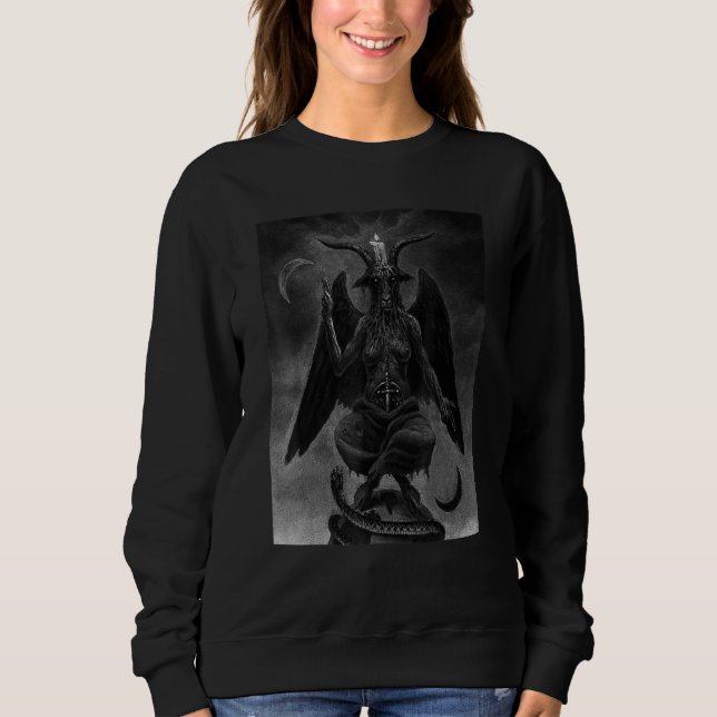 Moletom Baphomet Satanic Satã Cabeça de Capim 666 Occult P (Frente)