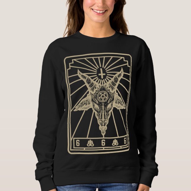 Moletom Baphomet Tarot Inverted Cross Leviathan Cross Goat (Frente)