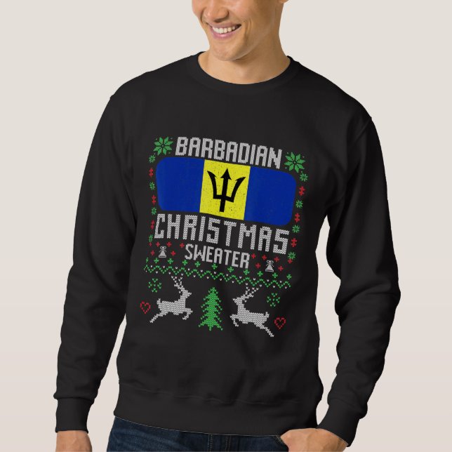 Moletom Barbados Flag Barbadiano Christmas Sweater (Frente)