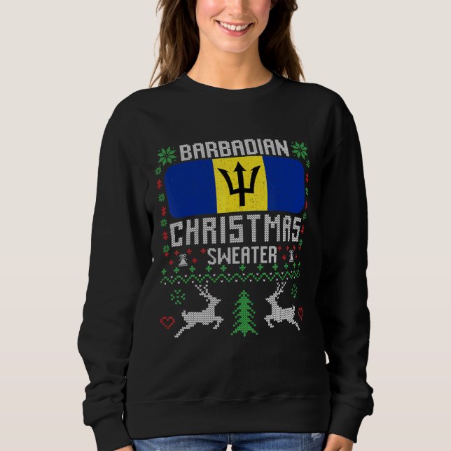 Moletom Barbados Flag Barbadiano Christmas Sweater (Frente)