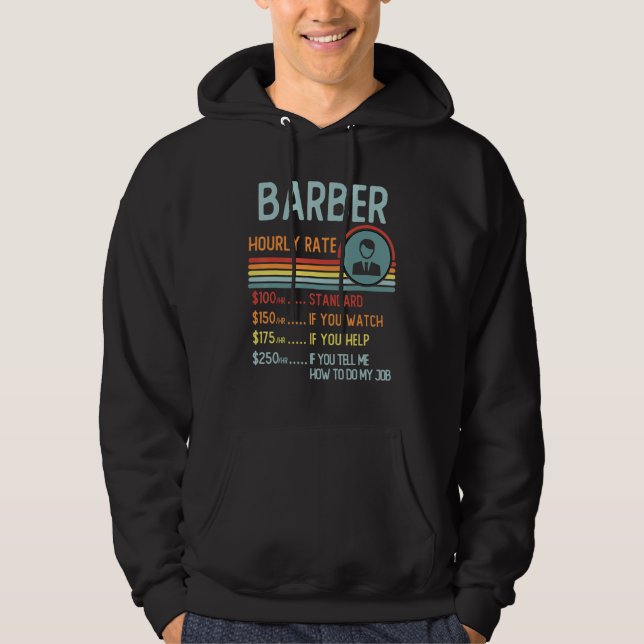 Moletom Barber Hourly Rate T-Shirt Retro Job Title (Frente)