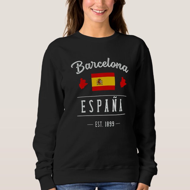 Moletom Barcelona Espana Spain Est Souvenir Flag Map Vacat (Frente)