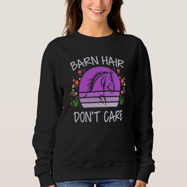 Moletom Barn Hair Don't Care  Horse Equestrian Riding Vint (Frente)