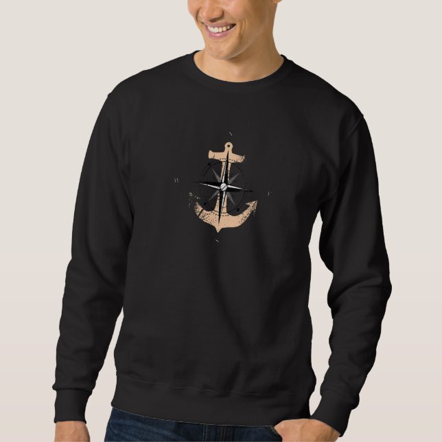 Moletom Barramento à vela de Rosa Compass-Anchor de Barrag (Frente)