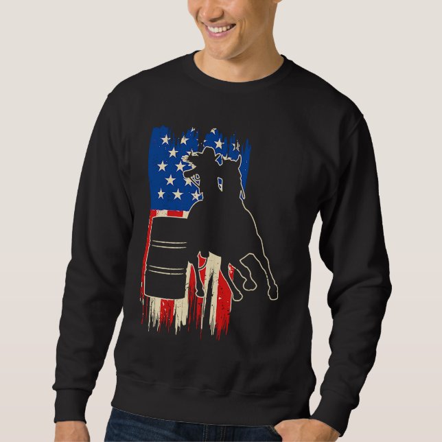 Moletom Barrel Racer American Flag Patriotic Rodeo Barrel  (Frente)