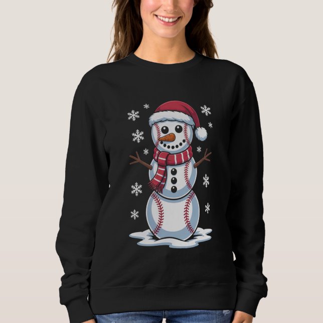 Moletom Baseball Ball Snowman Player Boys Girls Kids Adult (Frente)