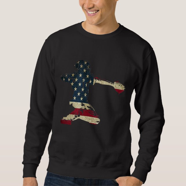 Moletom Baseball Catchers Gear USA American Flag Baseballi (Frente)