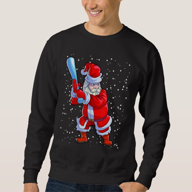 Moletom Baseball Christmas  Men Boys Softball Santa Claus (Frente)