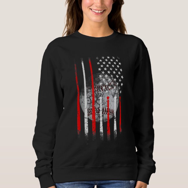 Moletom Baseball EUA Flag American Flag Vintage (Frente)