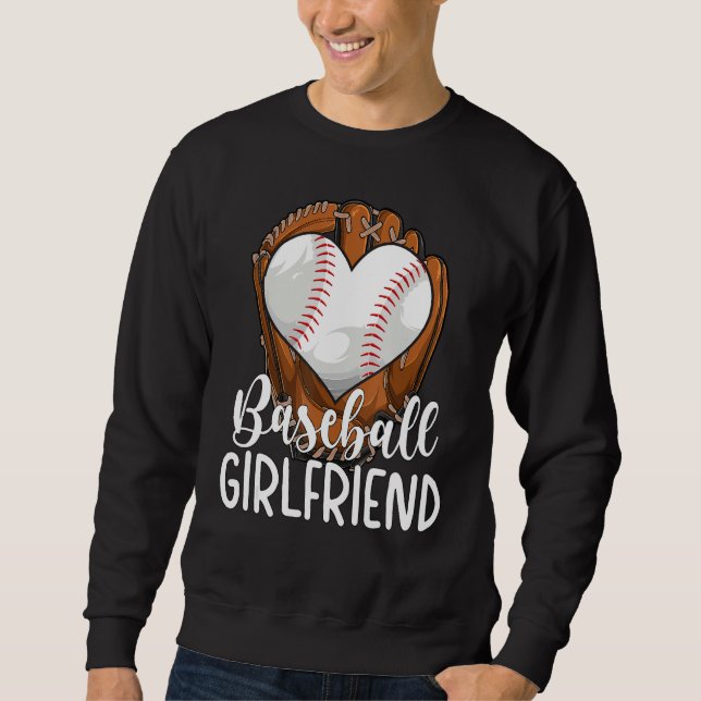 Moletom Baseball Girlfriend Heart Girlfriend Of A Baseball (Frente)