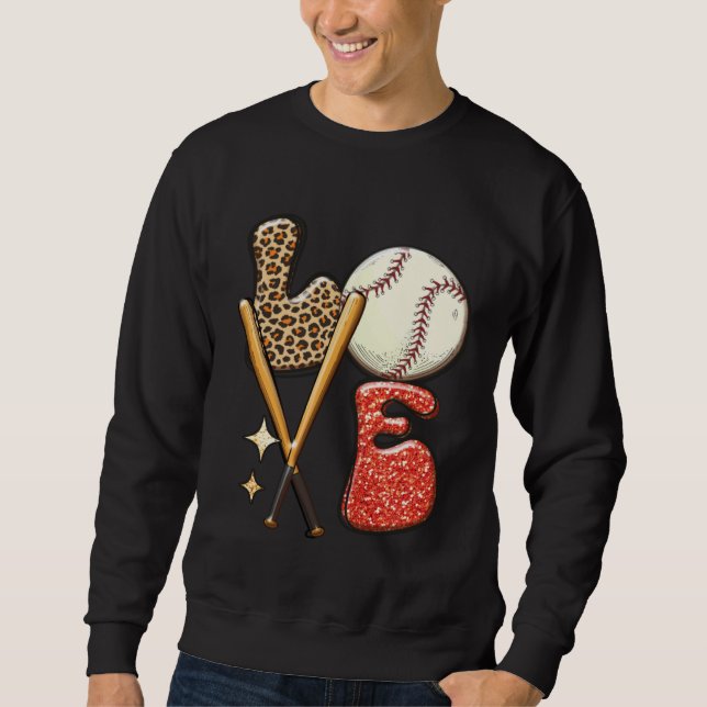 Moletom Baseball LOVE Baller Mom Leopard Print Softball Ga (Frente)