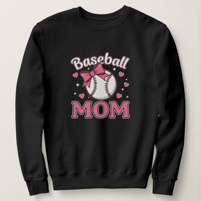 Moletom Baseball Mom Cute Pink Bow Design (Frente do Design)