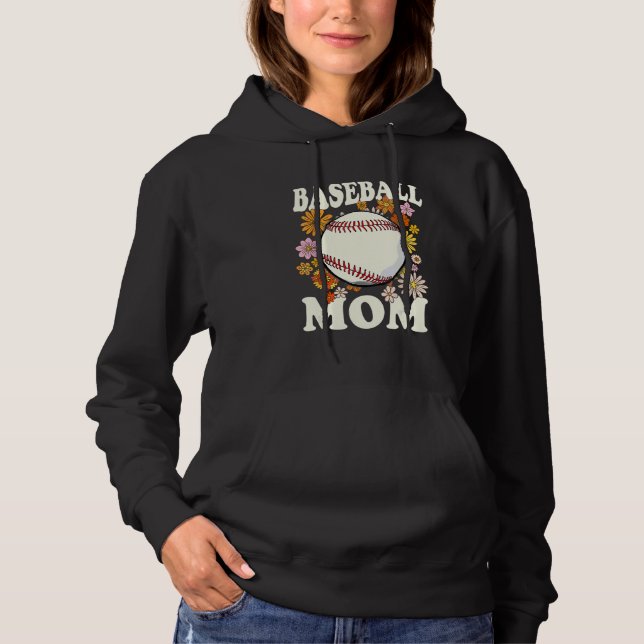 Moletom Baseball Mom Groovy Floral Women Baseball 1 (Frente)