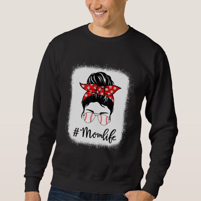 Moletom Baseball Mom Life Messy Bun Sunglasses Women Mothe (Frente)