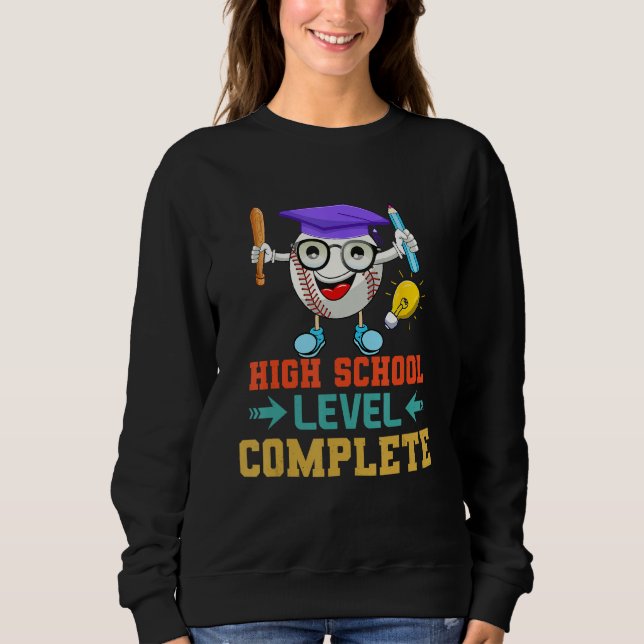 Moletom Baseball Nerd High School Level Complete 2023 Grad (Frente)