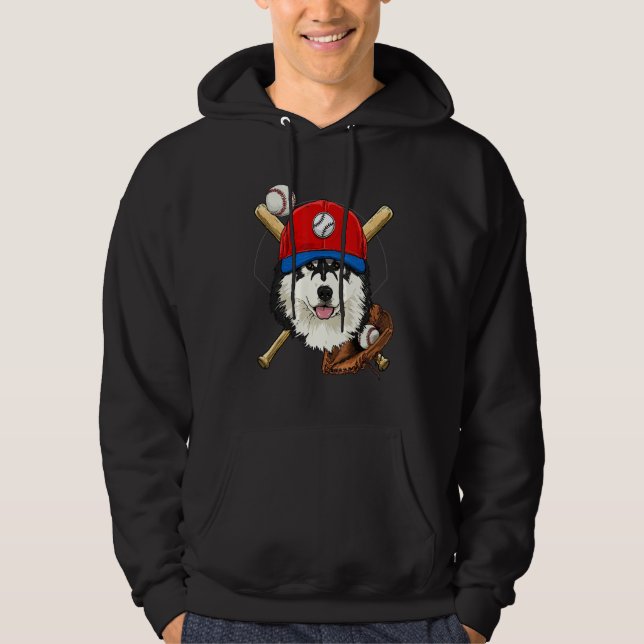 Moletom Baseball Player Coaches Alaskan Malamute Dog Pitch (Frente)
