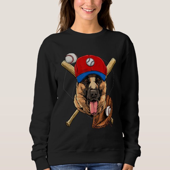 Moletom Baseball Player Coaches German Shepherd Dog Pitche (Frente)