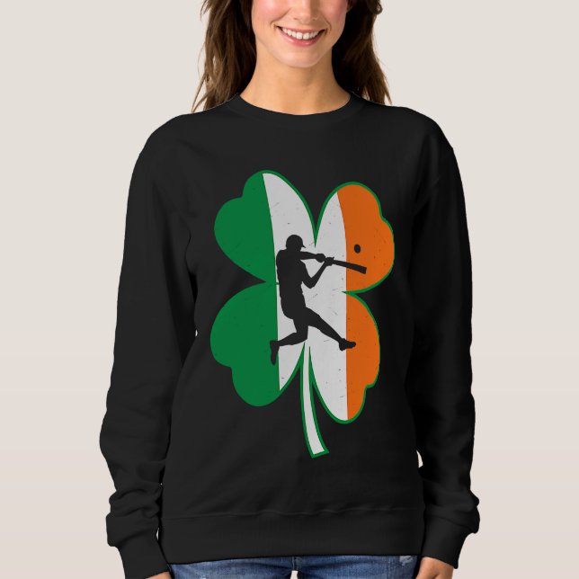 Moletom Baseball Player Lucky Shamrock Ireland Flag St Pat (Frente)