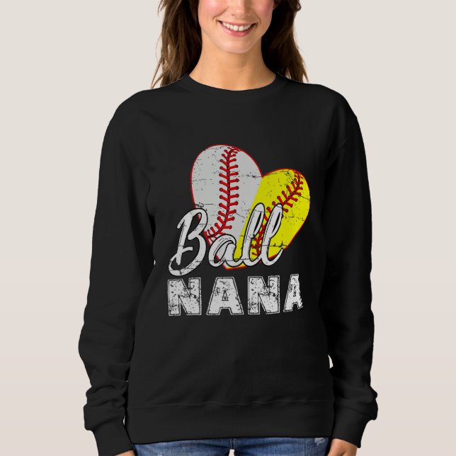 Moletom Baseball Softball Ball Heart Nana Mother s Day (Frente)