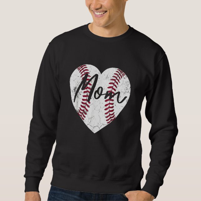 Moletom Baseball Softball Heart Mom Mother's Day Mommy Mam (Frente)