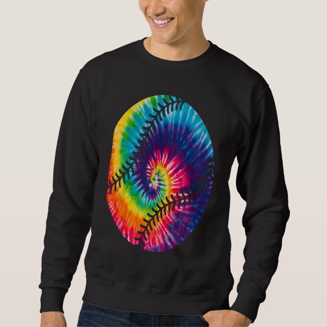 Moletom Baseball Tie Dye Rainbow Hippie Baseball Softball  (Frente)