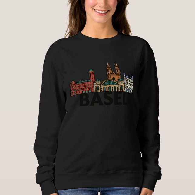 Moletom Basel Switzerland City Skyline Silhouette Outline  (Frente)