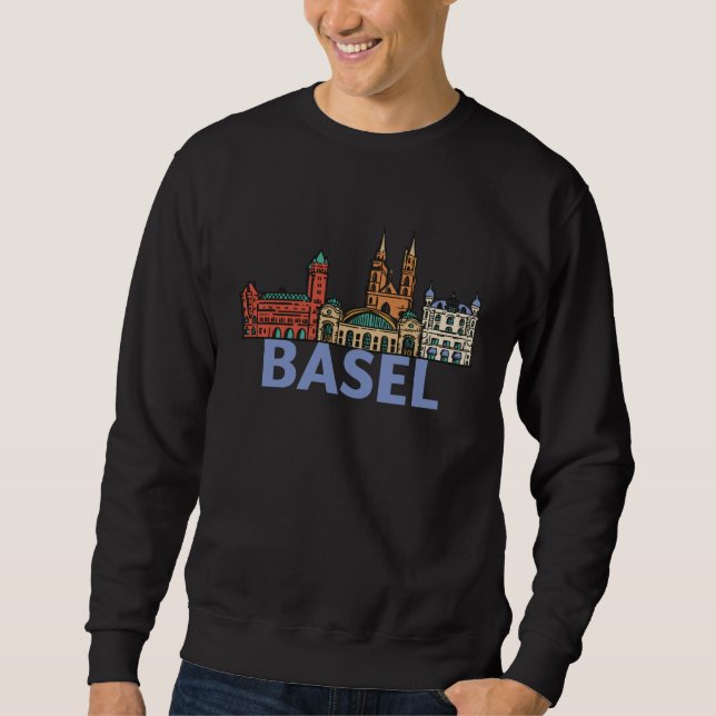 Moletom Basel Switzerland City Skyline Silhouette Outline  (Frente)