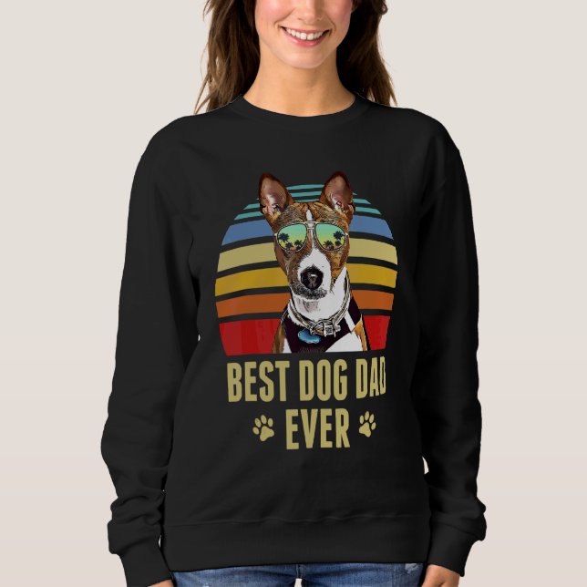 Moletom Basenji Melhor Pai De Cachorro Alguma Vez Retro Su (Frente)