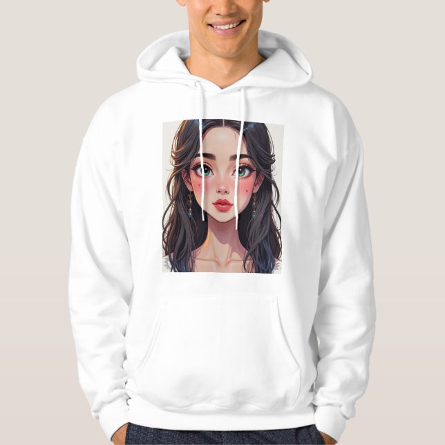 Moletom Basic men's sweatshirt with a cartoon-style girl (Frente)