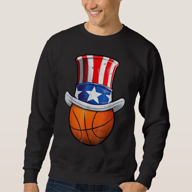Moletom Basketball Ball 4th Of July Uncle Sam American Fla (Frente)