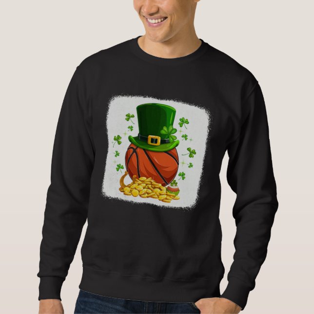Moletom Basketball Ball Leprechaun Hat Shamrock Irish St P (Frente)