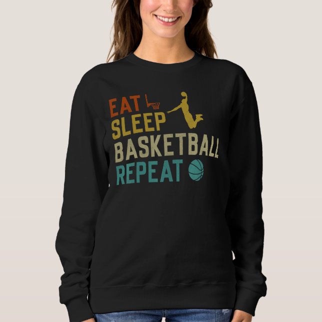 Moletom Basketballer Sport Retro Graphic Eat Sleep Basketb (Frente)