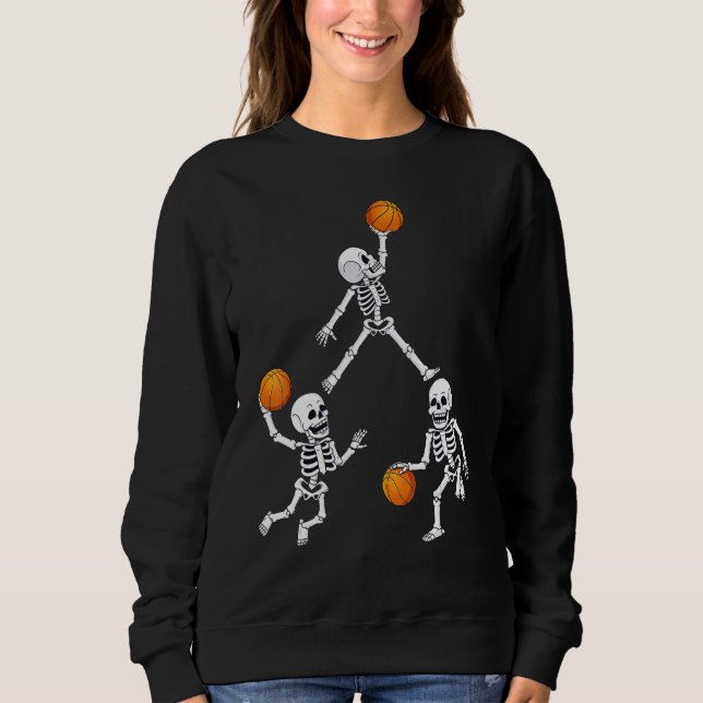 Moletom Basquete Halloween Esqueleto Enterrada Drible Garo (Frente)