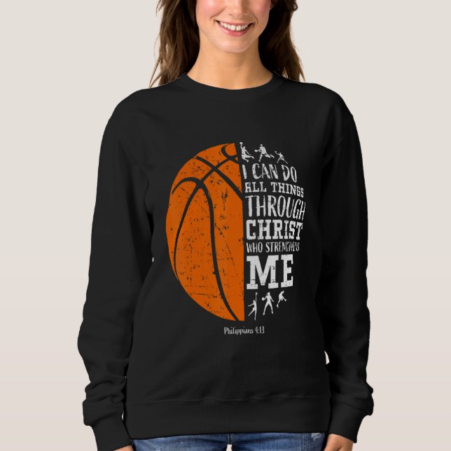 Moletom Basquetebol Eu Posso Fazer Coisas Através de Crist (Frente)