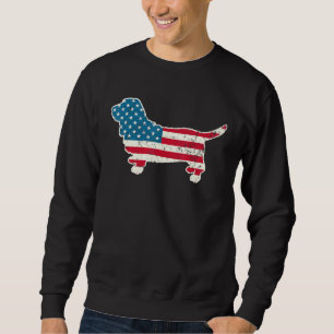Moletom Basset Hound 4° de julho Mulheres Americanas Fl