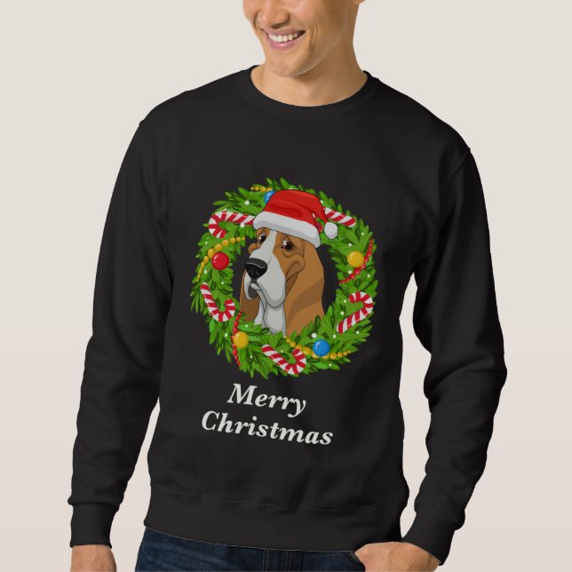 Moletom Basset Hound Christmas  For Dog  Men Women Kids (Frente)