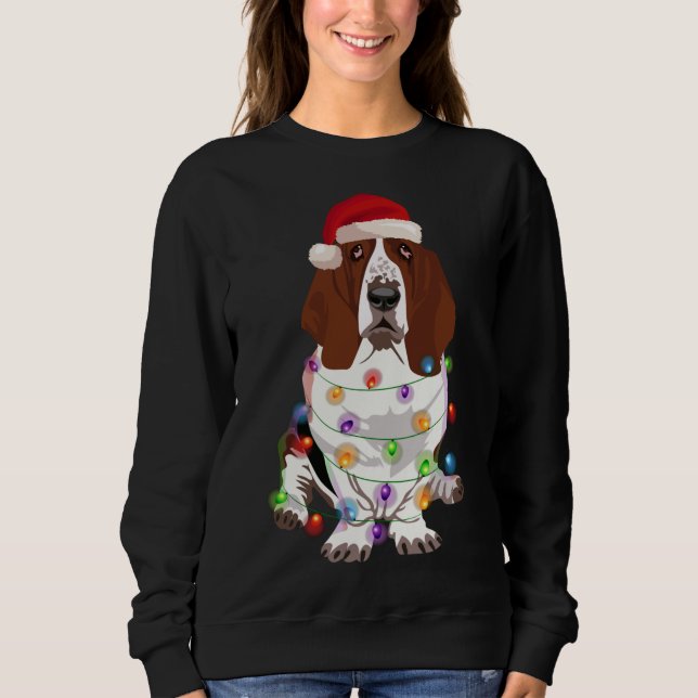 Moletom Basset Hound Christmas Lights Xmas Dog Lover (Frente)