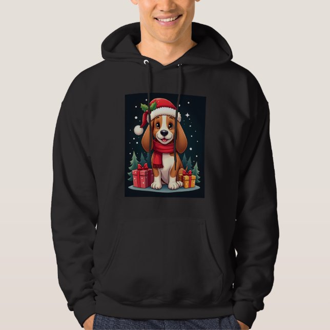 Moletom Basset Hound Dog Christmas Outfits Santa Hat Dog X (Frente)