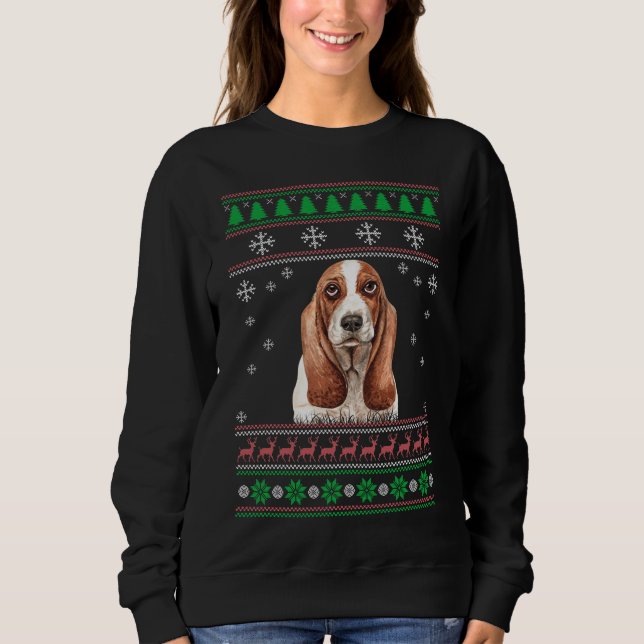 Moletom Basset Hound Dog Lover Feia Natal Doce Xmas (Frente)