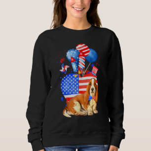 Moletom Basset Hound Dog Merica 4 De Julho Bandeira Americ