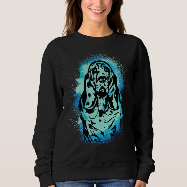 Moletom Basset Hound Paint Blue Design Dog Mom Dad (Frente)