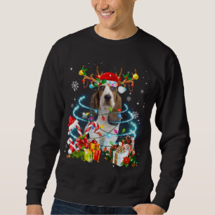 Moletom Basset Hound Reindeer Árvore de Natal Luzes Pajama