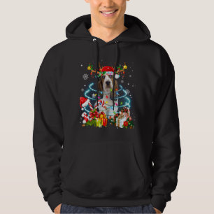 Moletom Basset Hound Reindeer Árvore de Natal Luzes Pajama