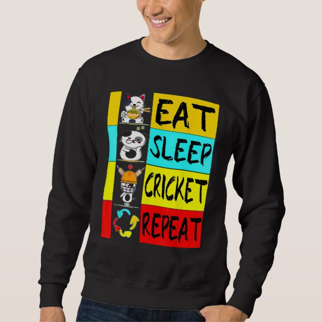 Moletom Bat Sports  Cricket Pro  Eat Sleep Cricket Repeat (Frente)