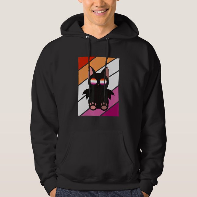 Moletom Bat With Pride Lesbian Flag LGBTQ Proud Ally Pride (Frente)