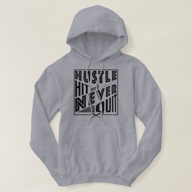 Moletom Bateria de Hustle de Softball de Baseball e Nunca  (Frente do Design)