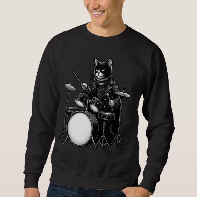 Moletom Baterias De Gato De Gato De Lover Para Bateristas (Frente)