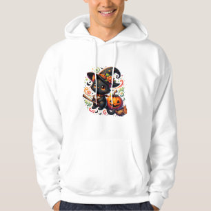 Moletom Bats Black Cat Witch Hat Wand Pumpkin Cute Hallowe